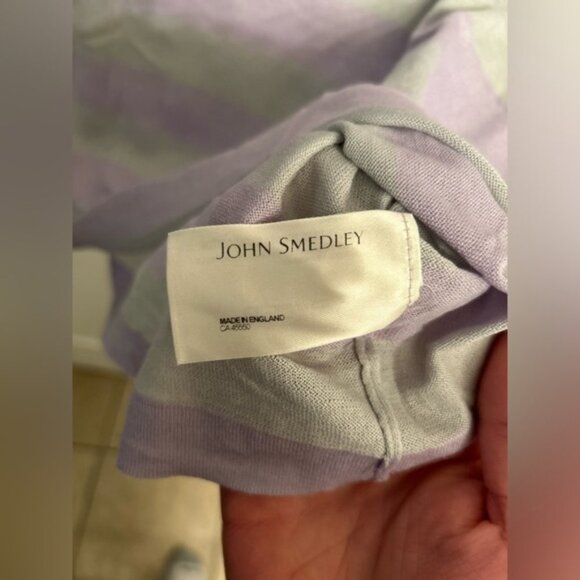 John Smedley Striped Knit Polo Shirt - Picture 3 of 5